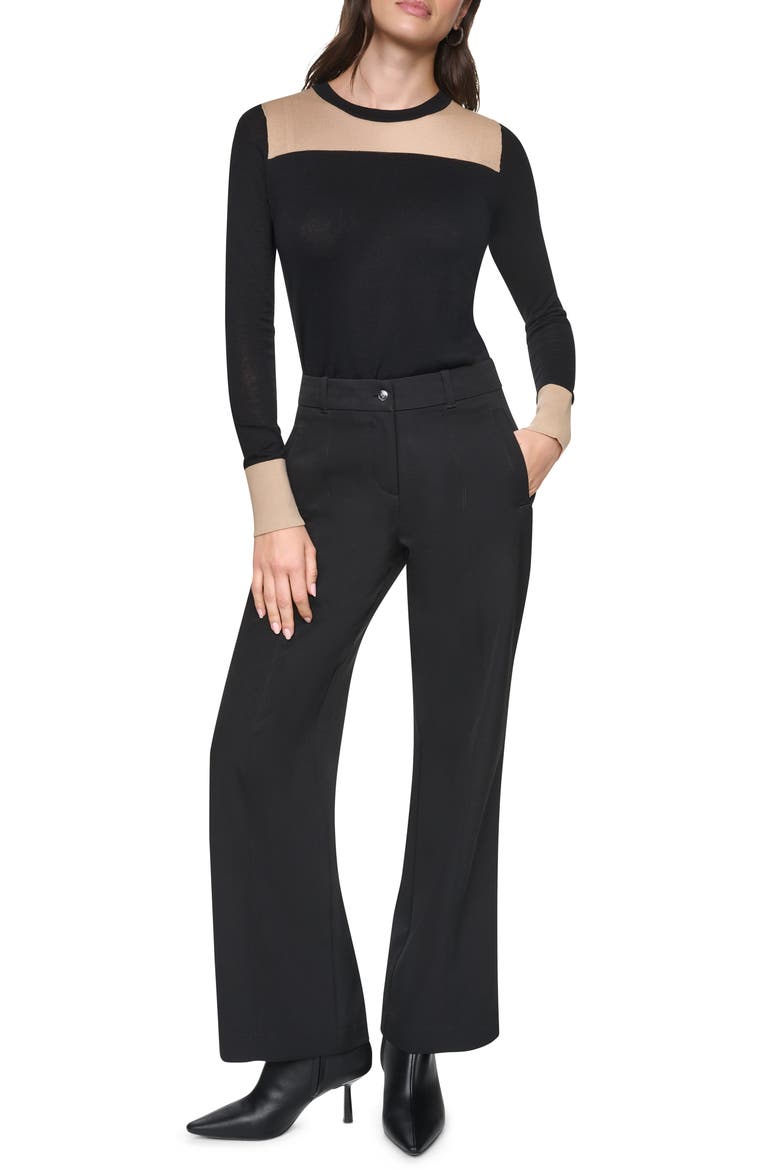 Seamed Stretch Pants, Alternate, color, BLACK