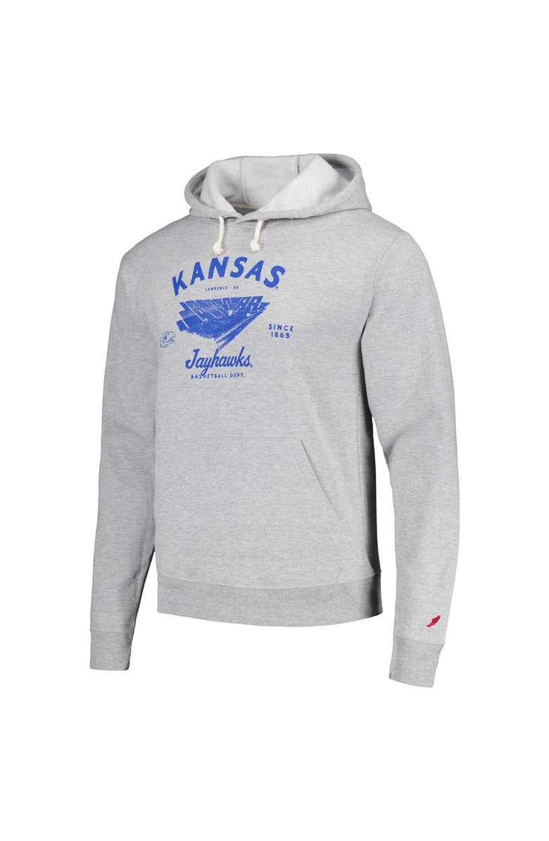 LEAGUE COLLEGIATE WEAR Men's League Collegiate Wear Heather Gray Kansas Jayhawks Stadium Essential Pullover Hoodie, Alternate, color, Heather Gray