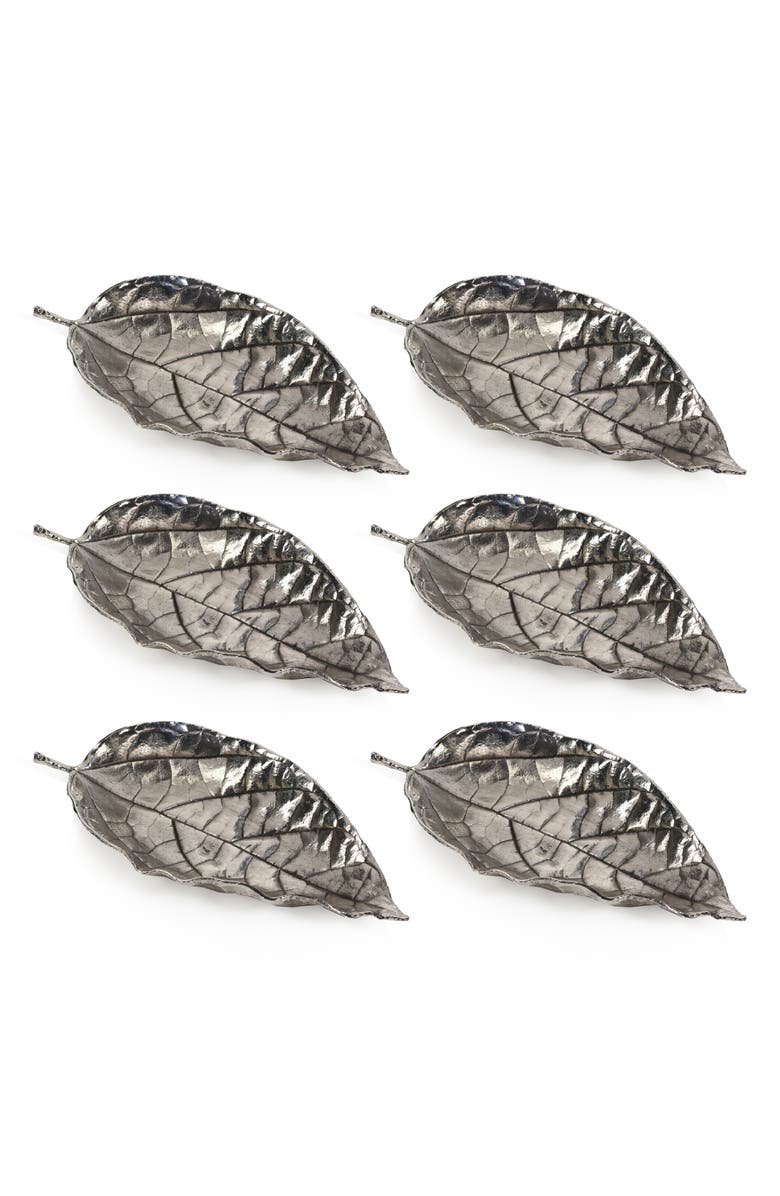 Zodax Osage 6-Piece Leaf Display Trays, Alternate, color, Silver
