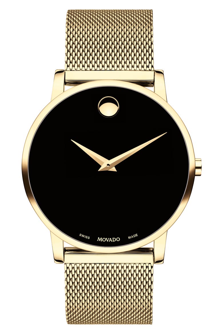 Museum Mesh Bracelet Watch, 40mm, Main, color, BLACK DIAL