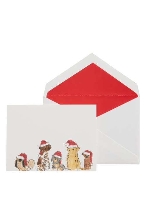 Crane Set of 10 Santa Dogs Holiday Note Cards in White Multi  product