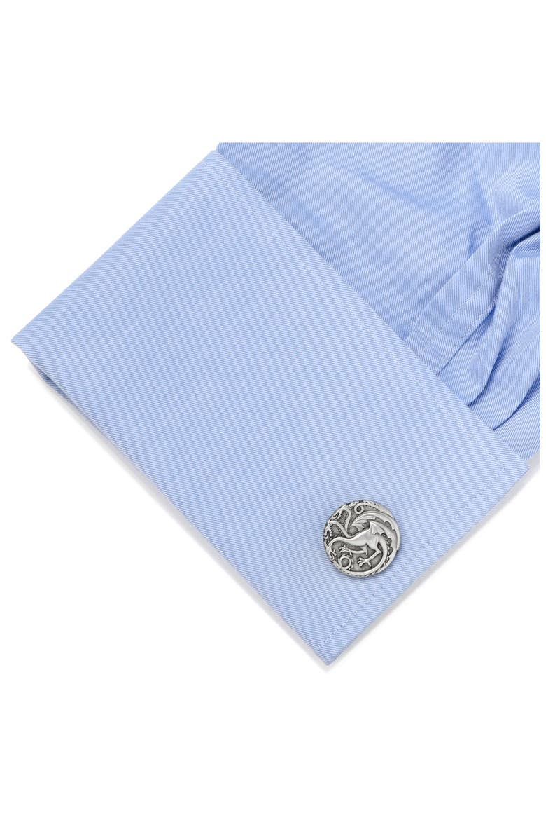 Targaryen Dragon Cuff Links, Alternate, color, SILVER