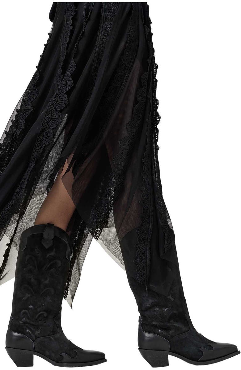 AllSaints Dolly Western Boot, Alternate, color, Black