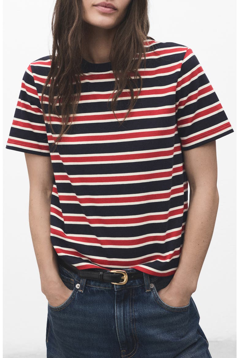 Stripe Cotton T-Shirt, Main, color, NAVY
