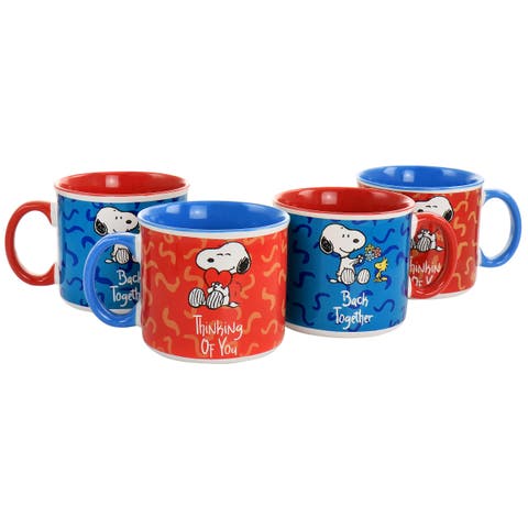 Snoopy Songs 4 Piece 21oz Stoneware Mug Set