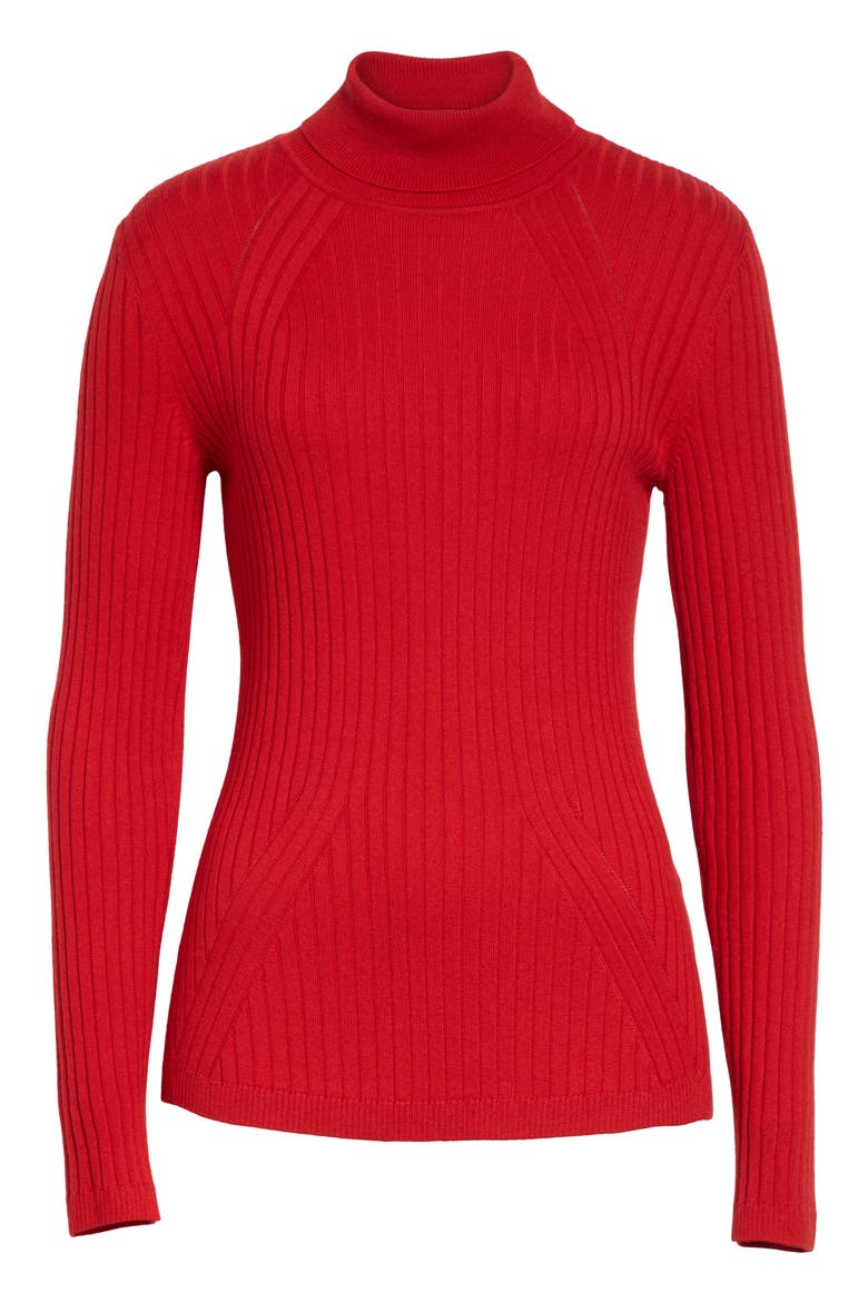 Rib Knit Turtleneck Sweater, Alternate, color, BURNT RED