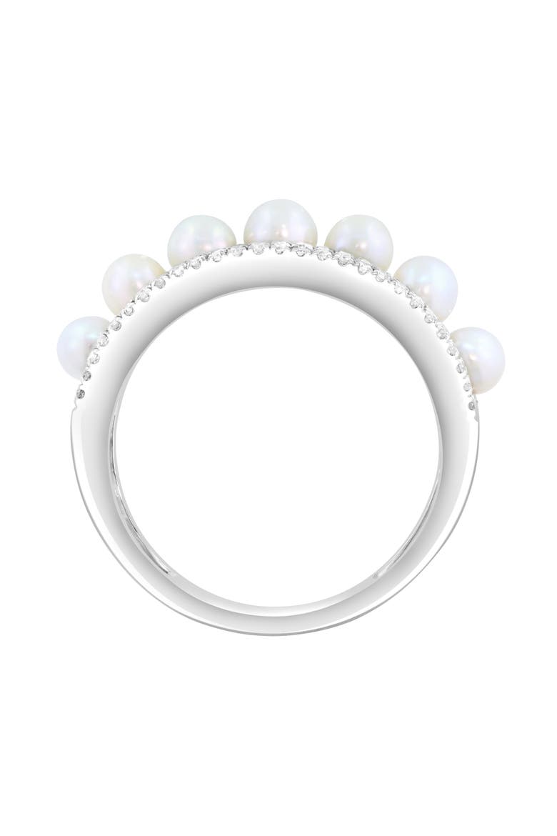Sterling Silver Freshwater Pearl & Diamond Triple Band Ring, Alternate, color, WHITE