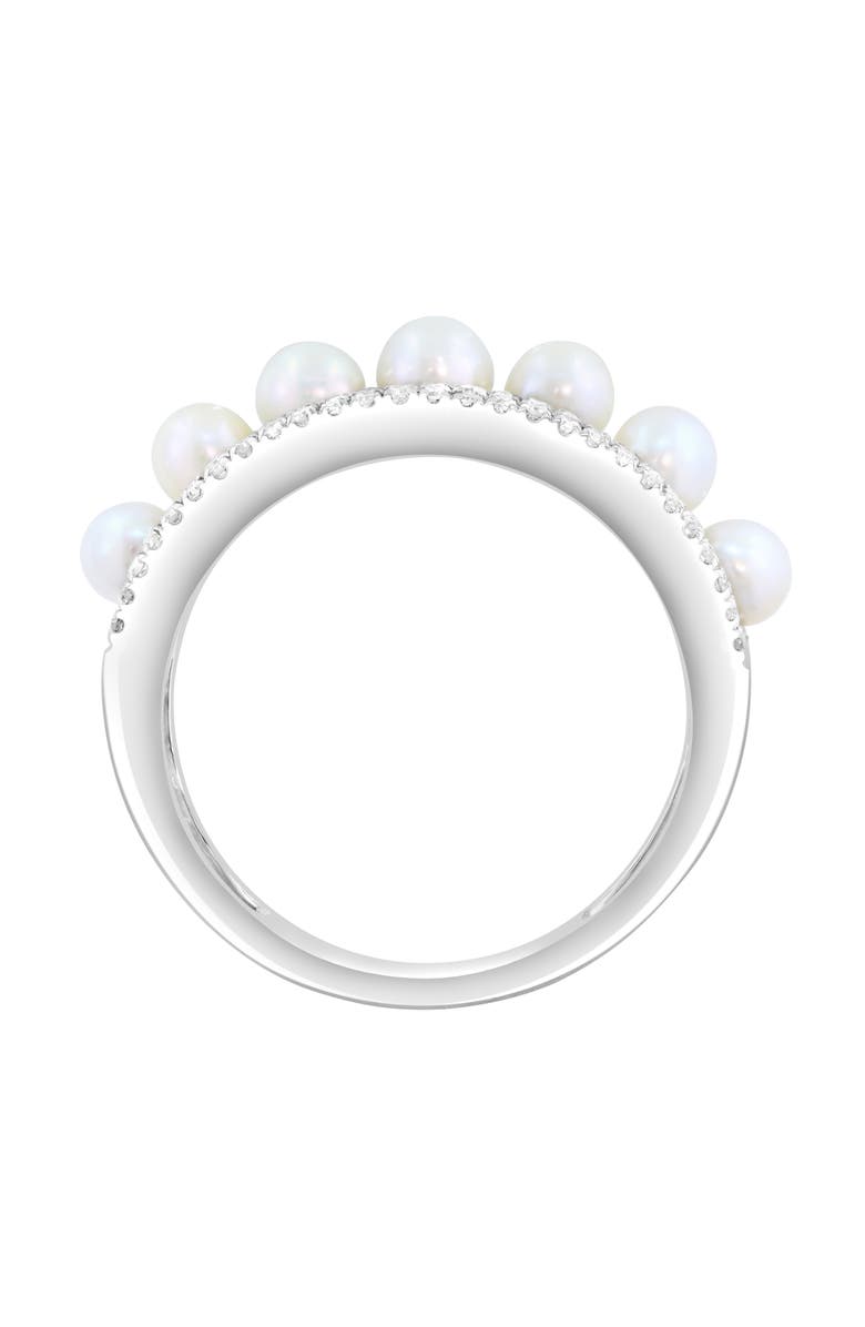 EFFY Sterling Silver Freshwater Pearl & Diamond Triple Band Ring, Alternate, color, White