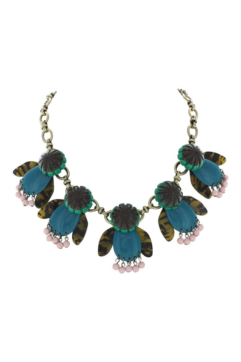 Garden Party Collar Necklace, Main, color, BLUE