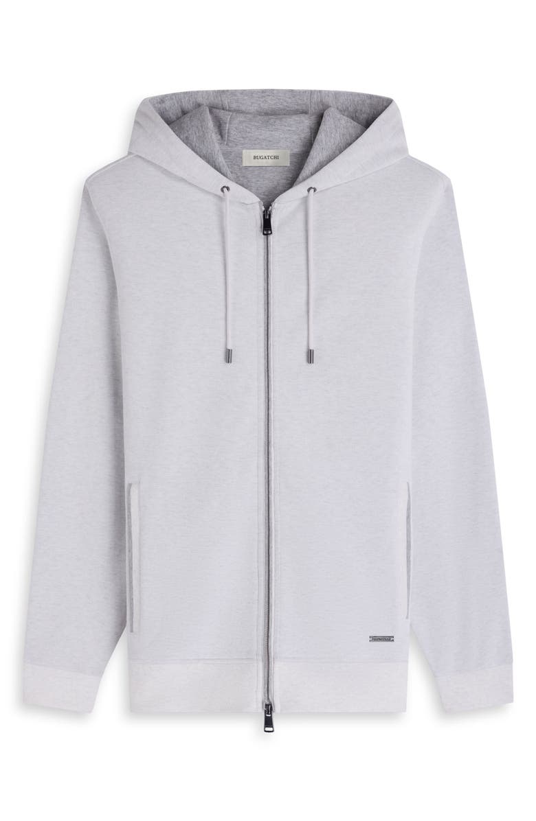 Bugatchi Piqué Zip Hoodie, Alternate, color, Chalk