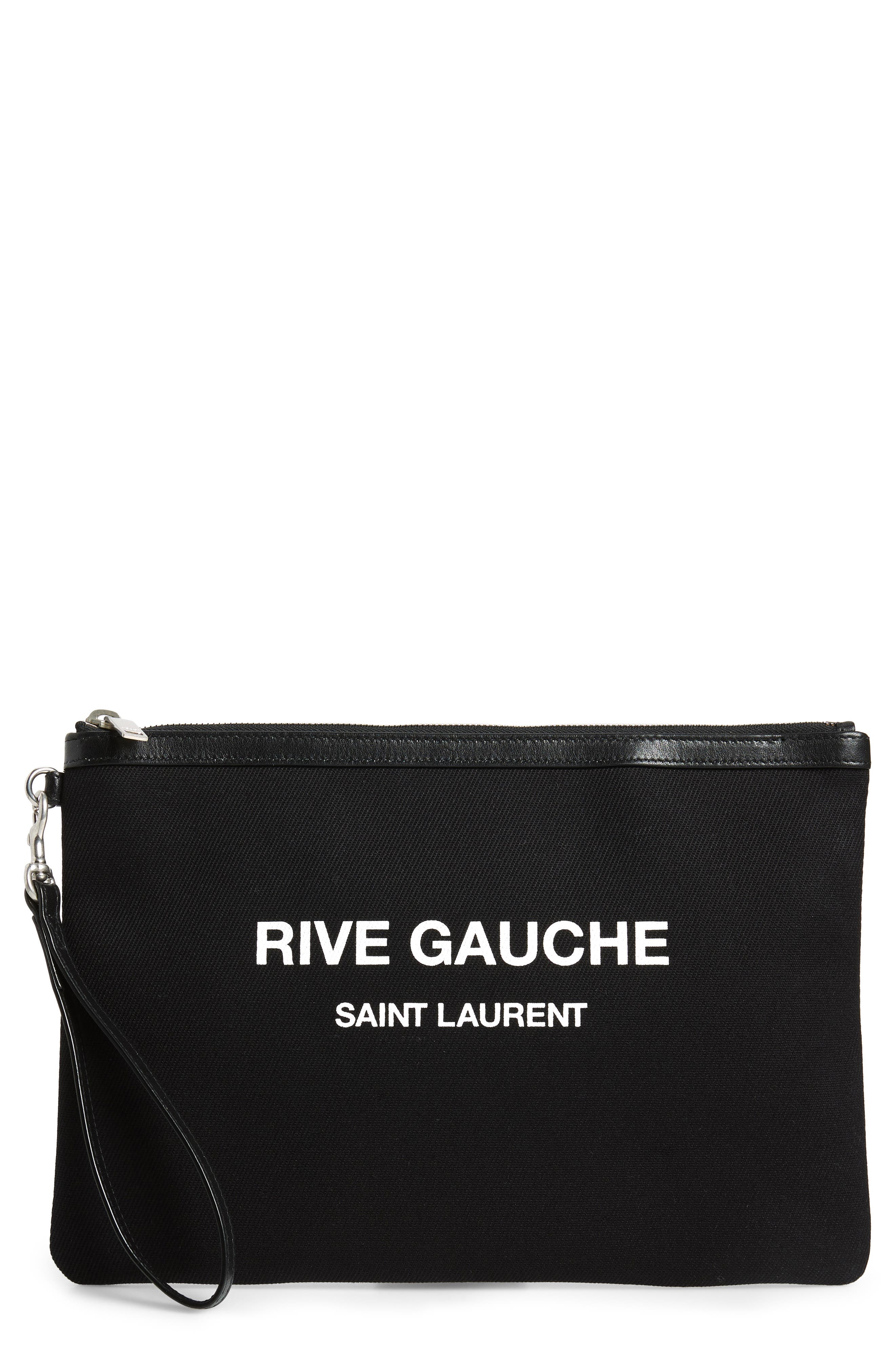 Saint Laurent Rive Gauche Canvas Pouch, Main, color, 