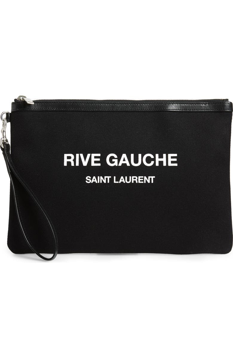 Saint Laurent Rive Gauche Canvas Pouch, Main, color,