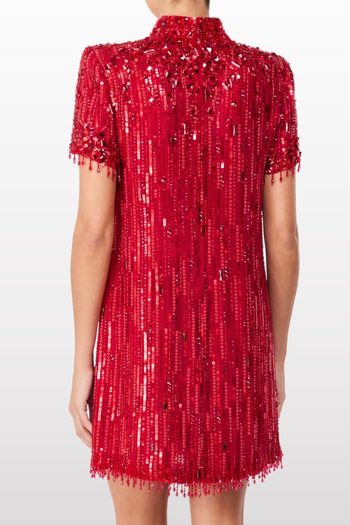 Jenny Packham Snapdragon Sequin-embellished Mini Dress In Red