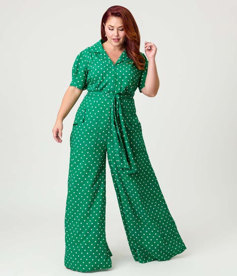 Plus Size 1940s Flare Leg Jumpsuit