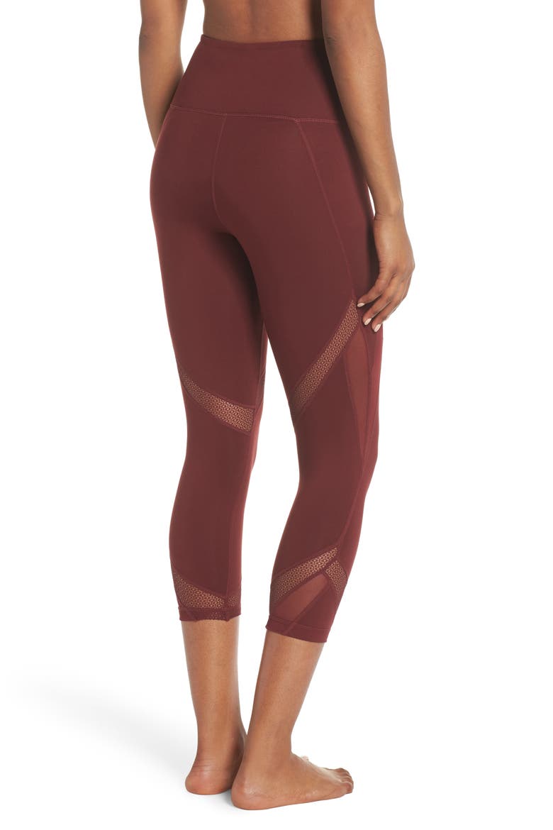 Moroccan High Waist Crop Leggings, Alternate, color, RED TANNIN