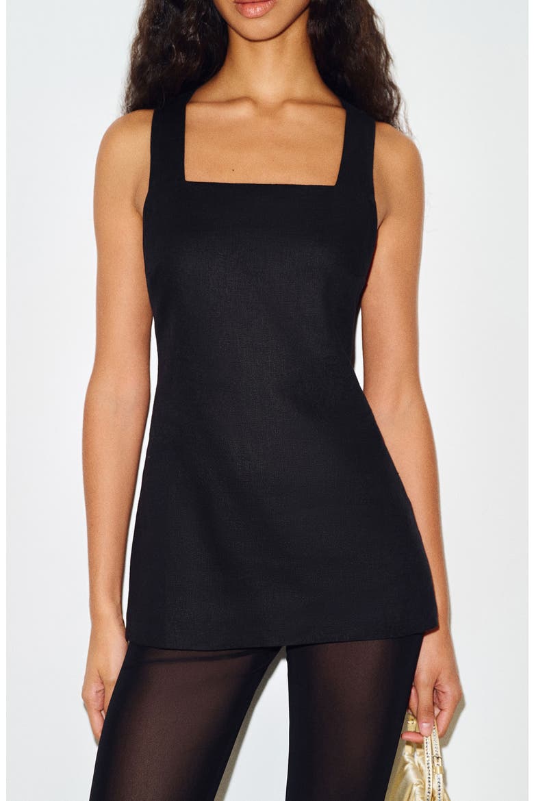 Kalita Cross Back Linen Top, Main, color, BLACK