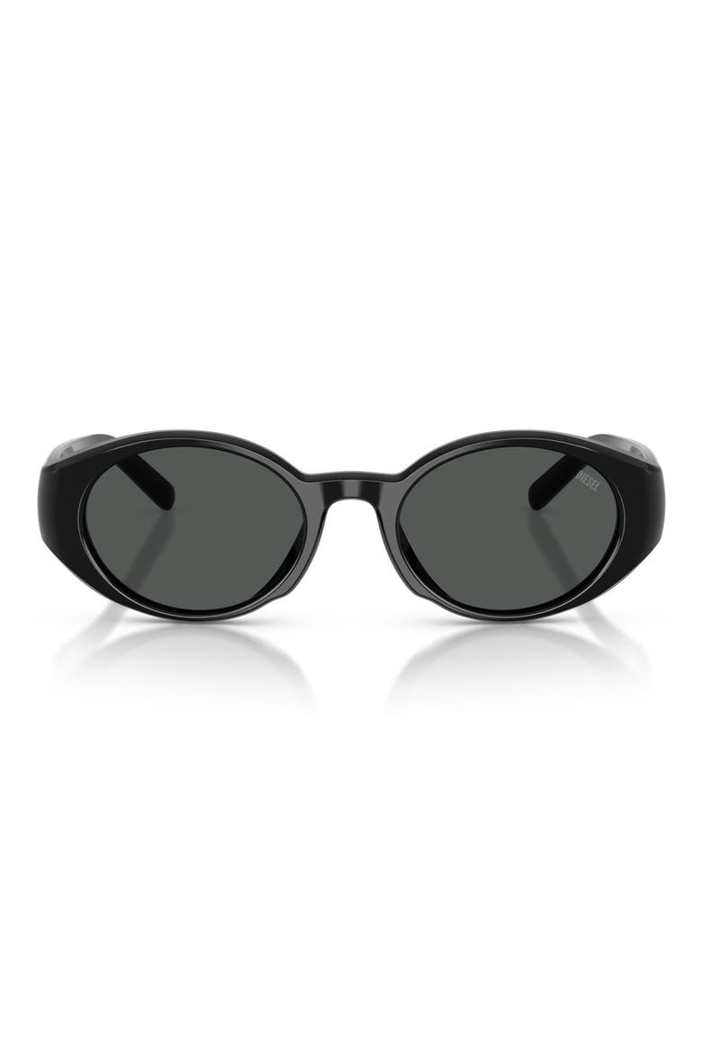 52mm Oval Sunglasses, Main, color, SOLID BLACK / SOLID BLACK
