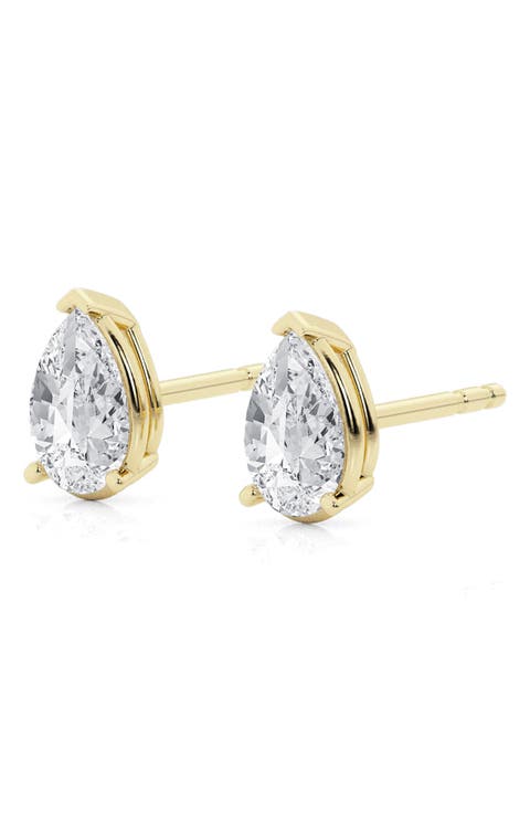 14K Gold Pear Cut Lab-Created Diamond Stud Earrings - 0.5ct