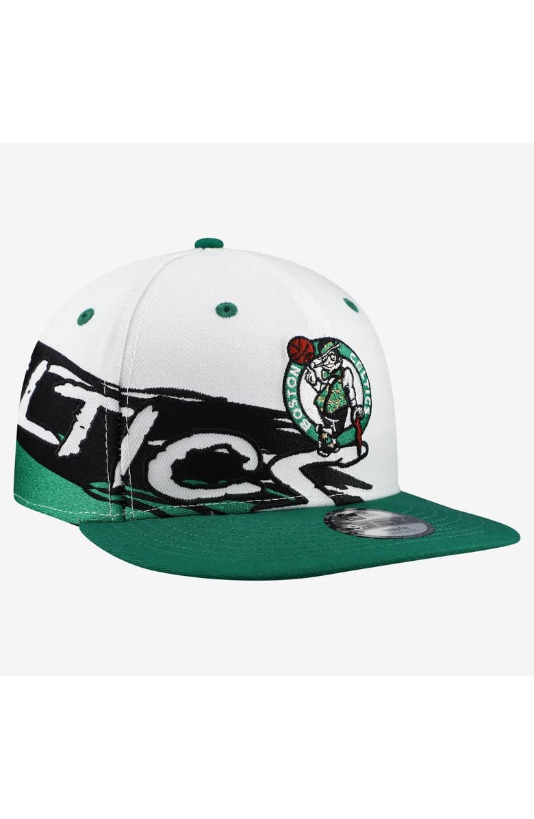 New Era Youth New Era White/Kelly Green Boston Celtics Swept 9FIFTY Snapback Hat, Main, color, White