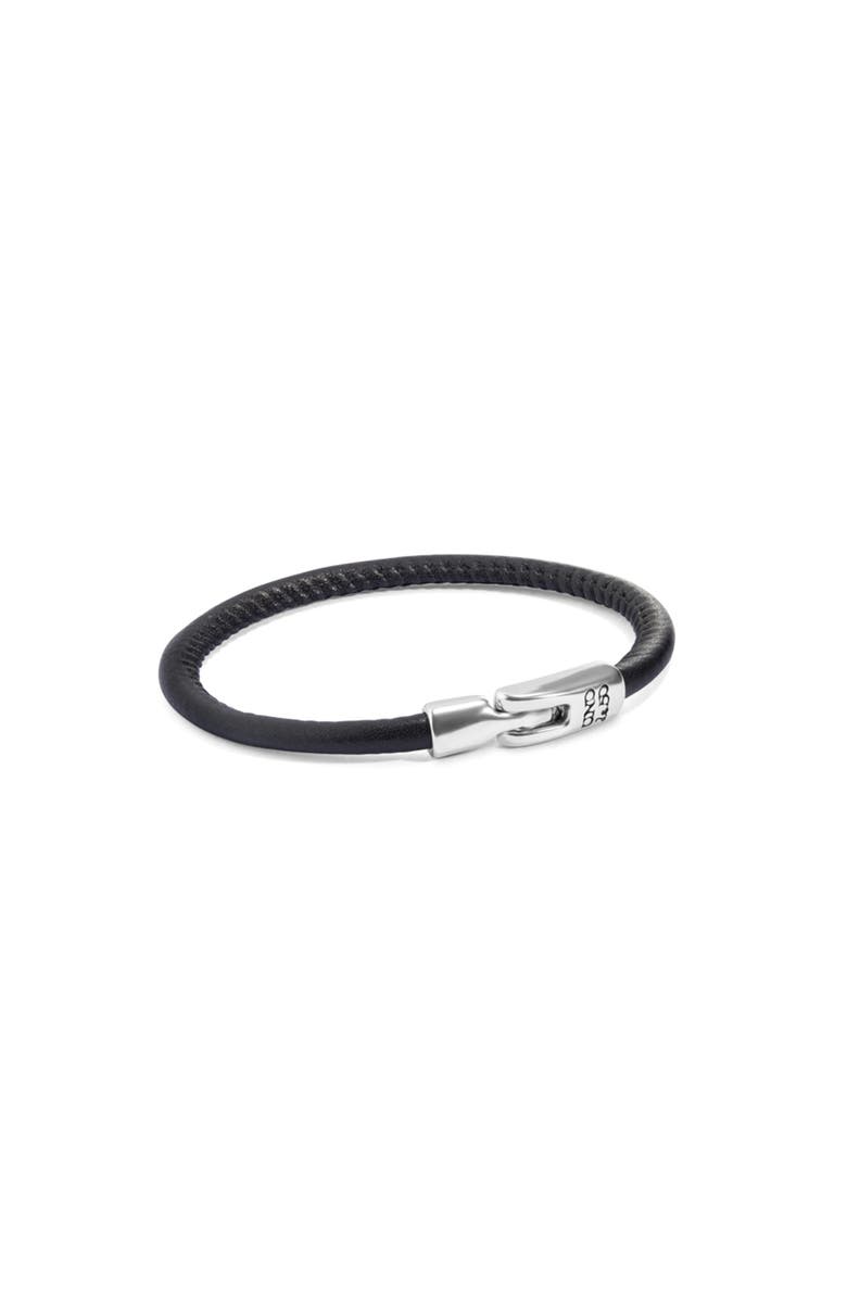 UNODE50 Black Leather Clasp Bracelet, Alternate, color, Silver