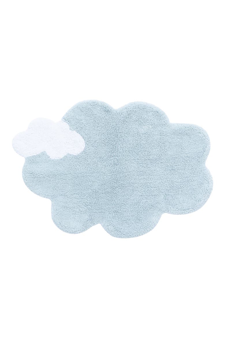 Mini Dream Washable Cotton Blend Rug, Main, color, LIGHT BLUE WHITE