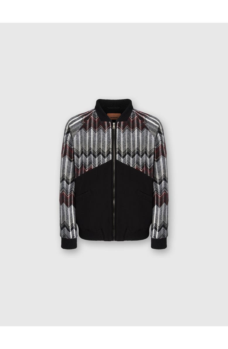 Missoni Bomber With Zigzag Insert In Wool Blend, Main, color, Beige & Burgundy