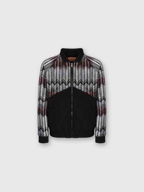 Bomber With Zigzag Insert In Wool Blend