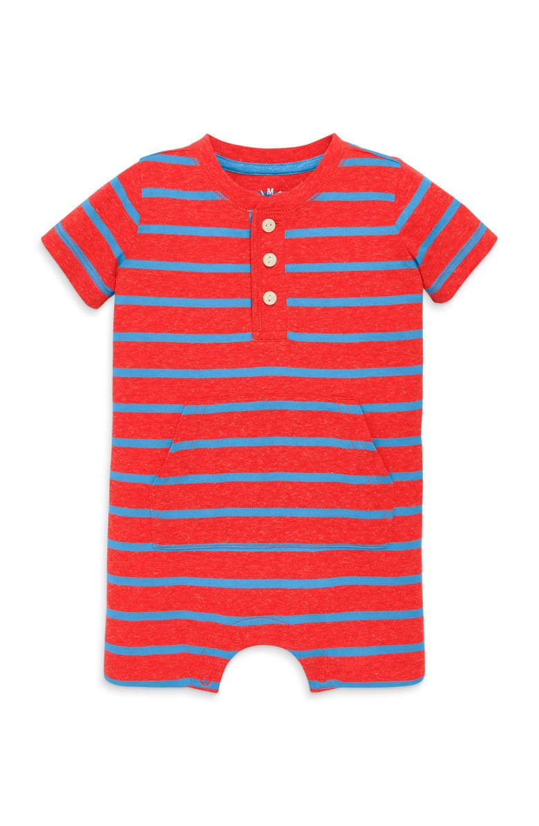Primary Baby Heathered Henley Shortie In Stripe, Alternate, color, Poppy Blueberry Stripe
