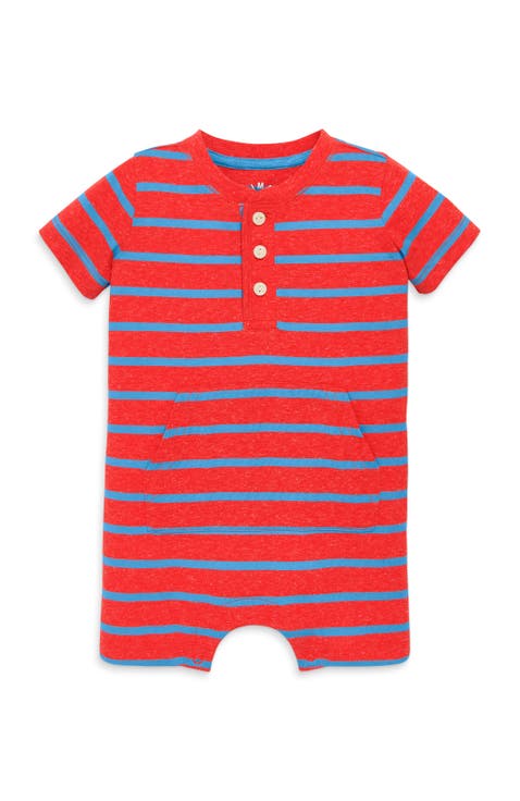 Baby Heathered Henley Shortie In Stripe