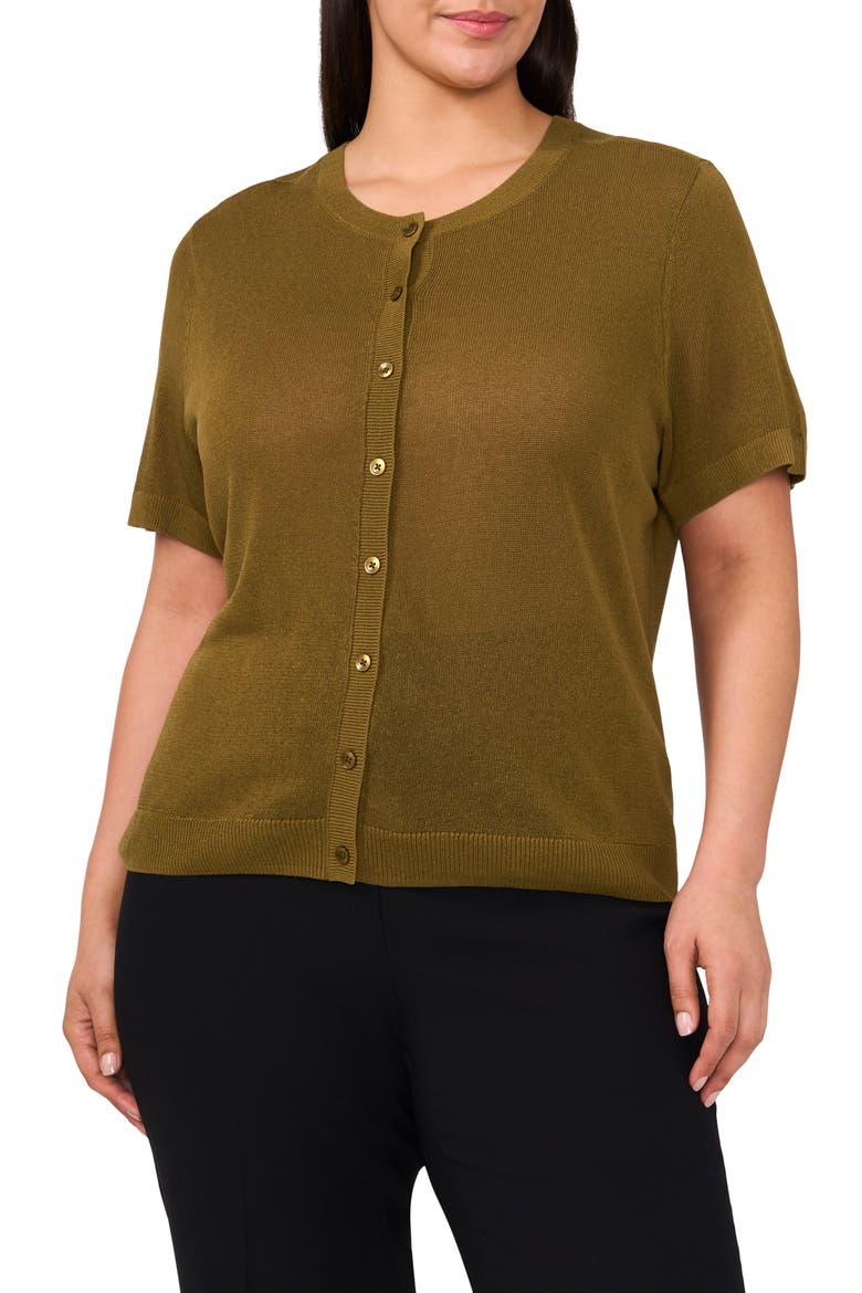 Short Sleeve Cardigan, Main, color, OLIVE MOSS