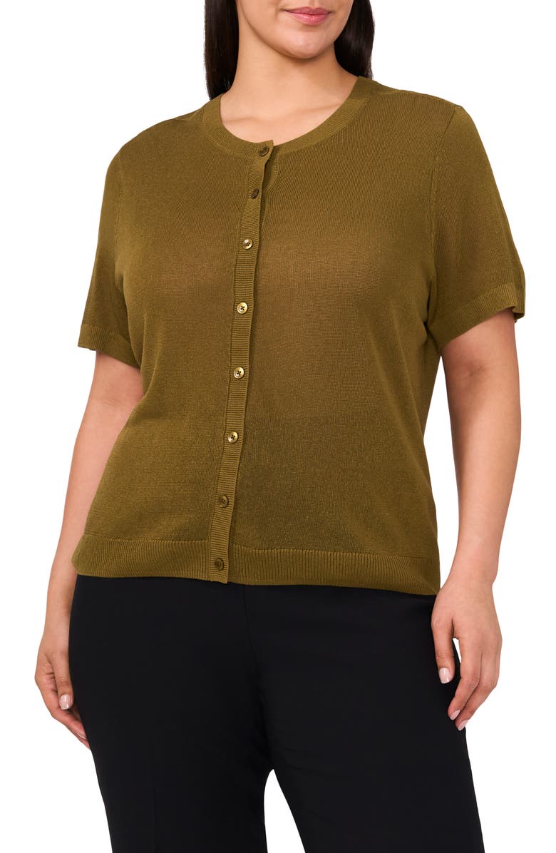 Halogen<sup>®</sup> Short Sleeve Cardigan, Main, color, Olive Moss