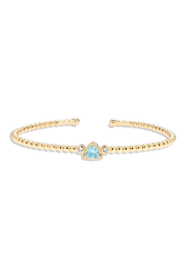 Elizabeth 14k Gold Plated Cubic Zirconia Cuff Bracelet, Alternate, color, GOLD