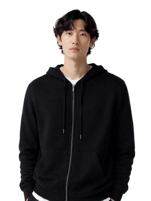Men's Zip-up Cashmere Hoodie In Black