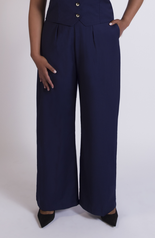 Aam The Label The Wool Wide Leg Pant For Full Hips And Thighs In Blue