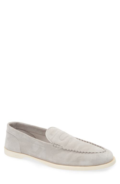 John Lobb Sand Beige Suede Leather Pace Oval Flexi Loafers In Mist