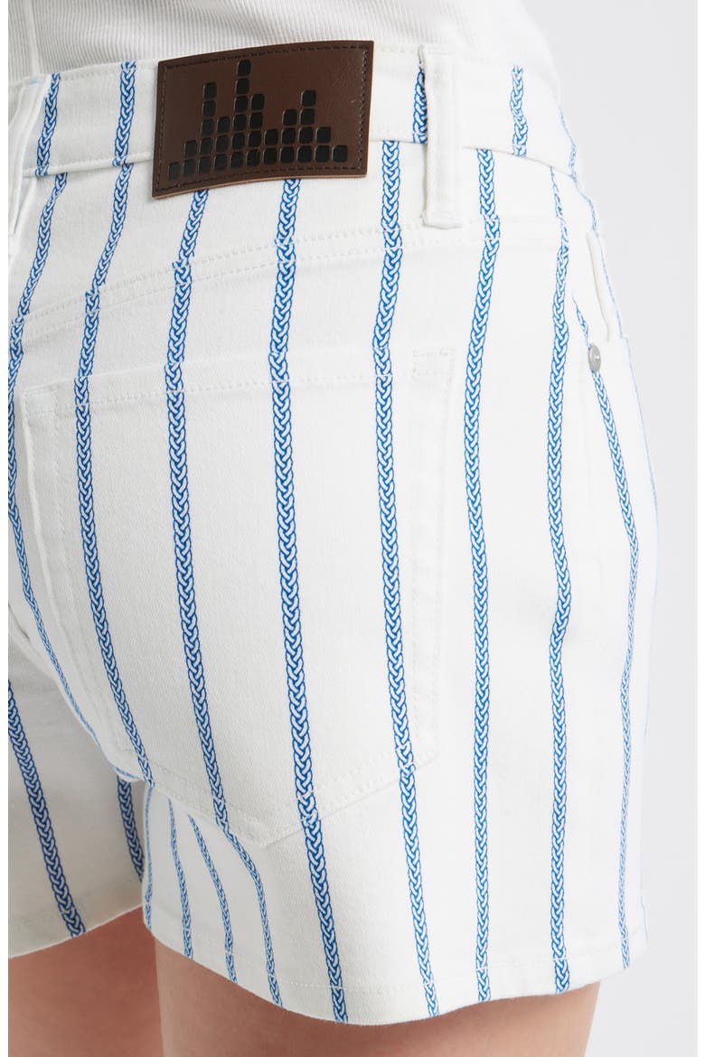 Stripe Denim Shorts, Alternate, color, WHITE/ COBALT