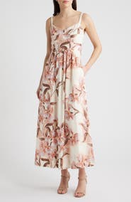 Parker Seamed Linen Blend Midi Sundress