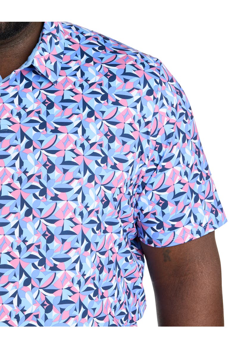 Big & Tall Dogwood Floral Geometric Polo Shirt, Alternate, color, VISTA BLUE