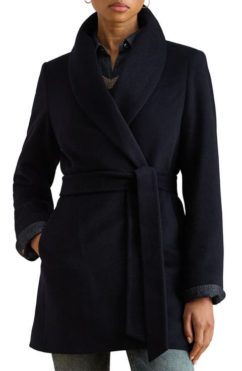 Wool Blend Wrap Coat