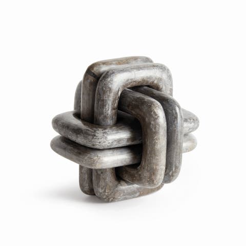 Knot Marble Sculpture - Gray Marble Accent Piece