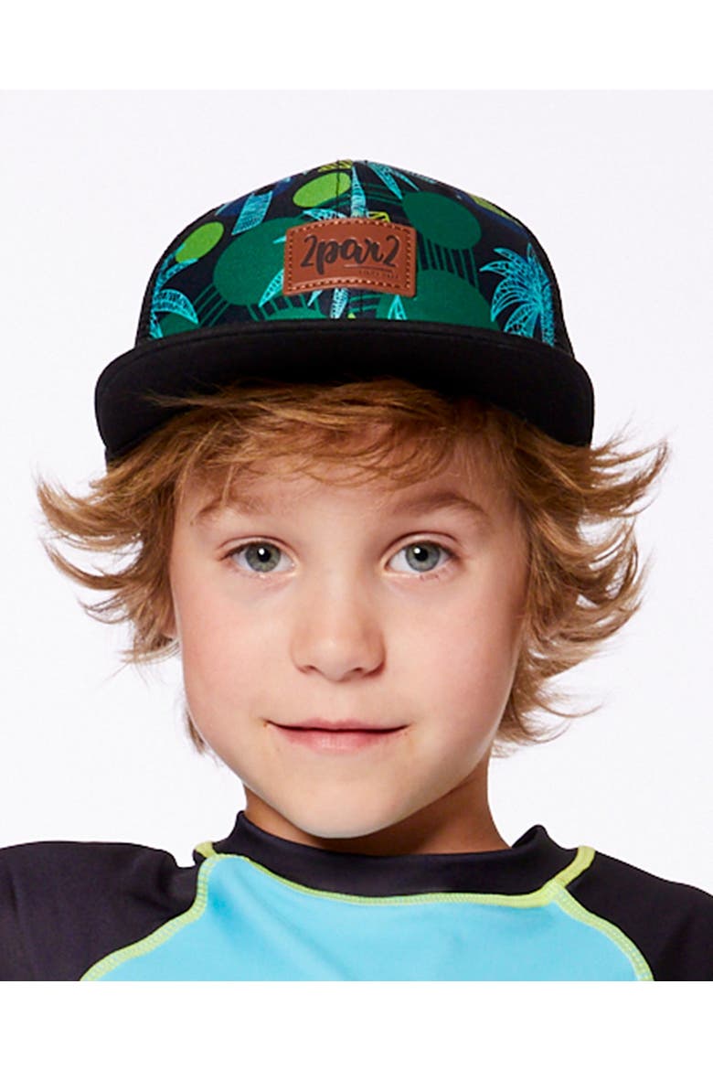 Boy's Printed Cap Green Jungle On Black, Alternate, color, Green Jungle On Black