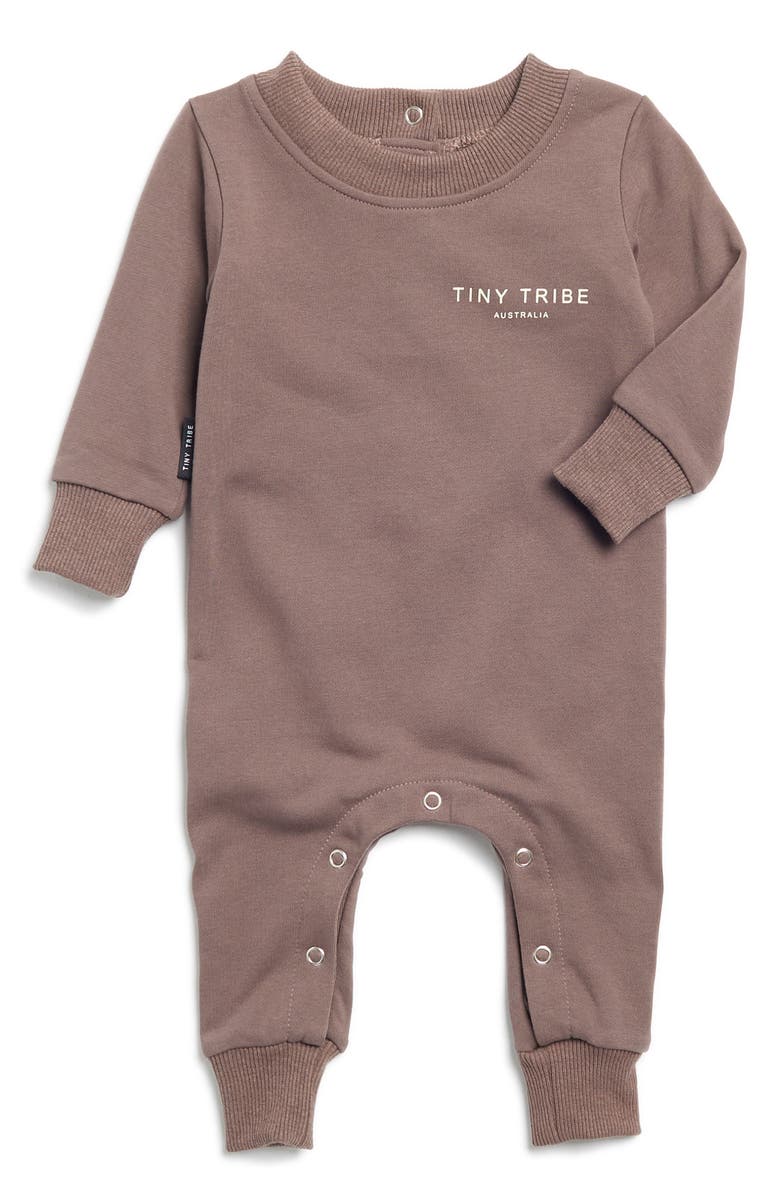 TINY TRIBE Core Signature Fleece Romper, Main, color, Iron