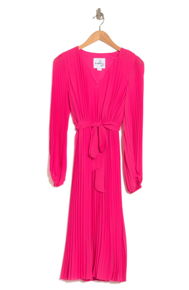 Sam Edelman Long Sleeve Plissé Dress, Alternate, color, Pretty Pink