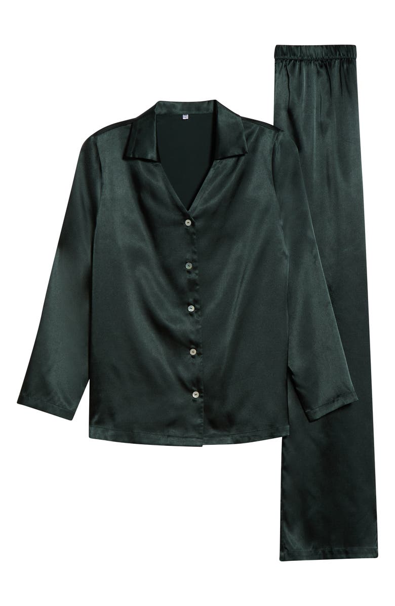 KILO BRAVA Satin Pajamas, Alternate, color, Forest Green