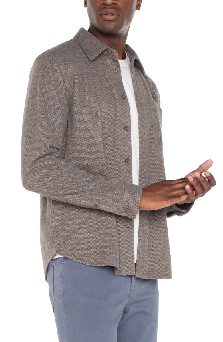 Liverpool Herringbone Button-Up Shirt, Alternate, color, Taupe Blue Multi