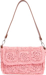 Collection XIIX Crochet Squares Raffia Shoulder Bag