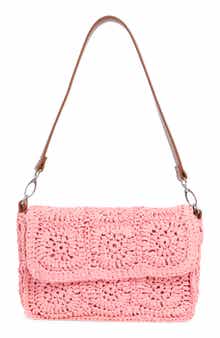 Collection XIIX Crochet Squares Raffia Shoulder Bag