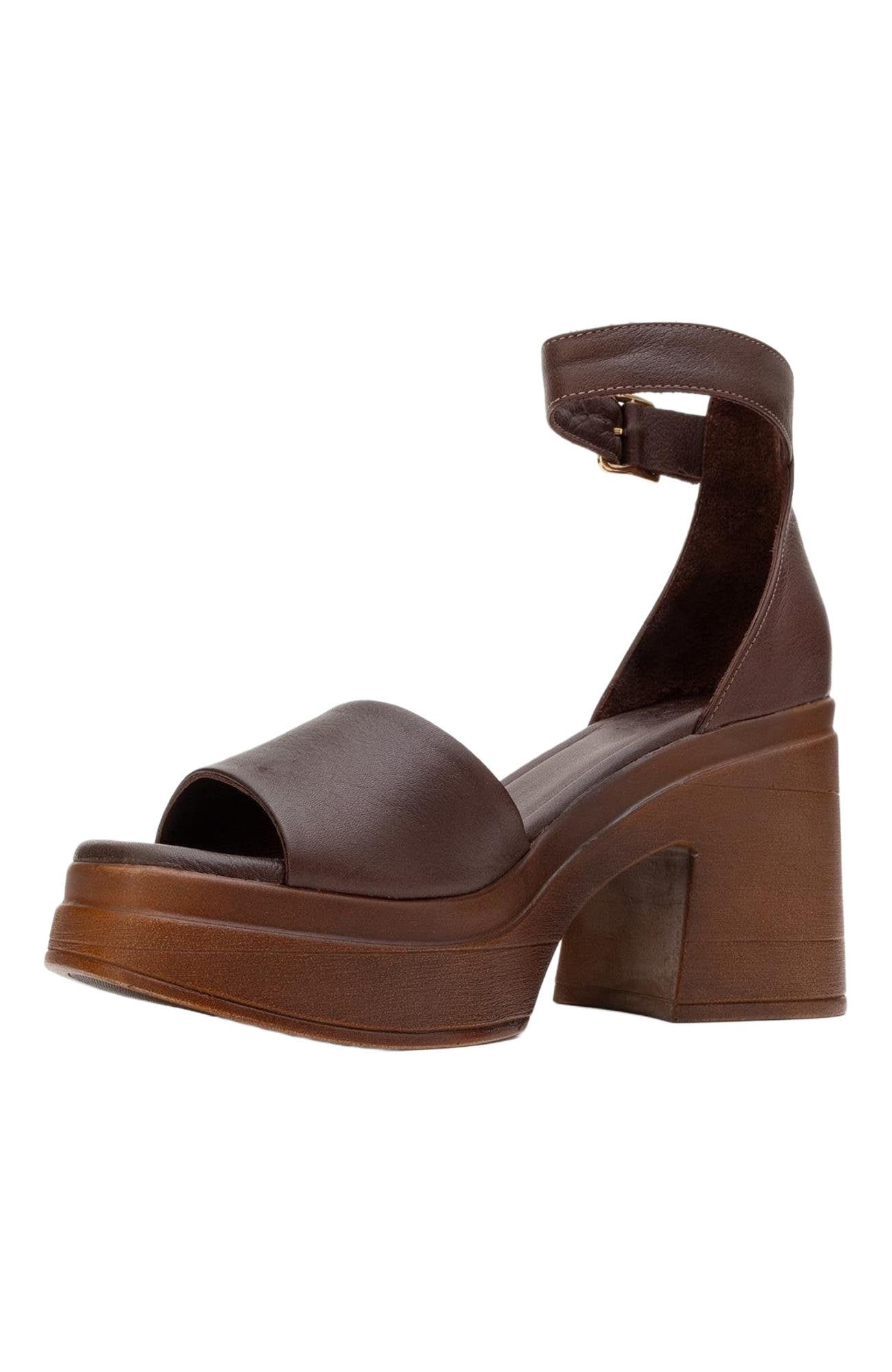 Forever & Always Shoes MARGOT Leather Platform Sandal, Alternate, color, Dark Brown Leather