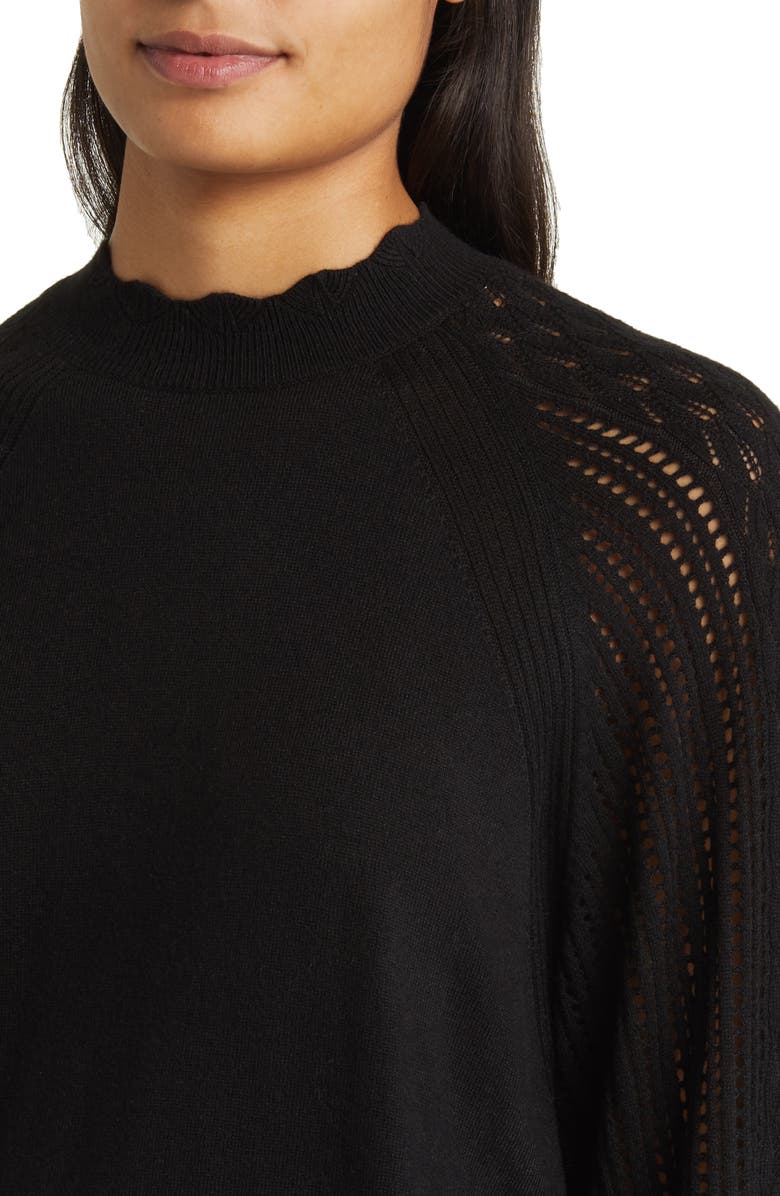 Wit & Wisdom Scallop Mock Neck Sweater, Alternate, color, 