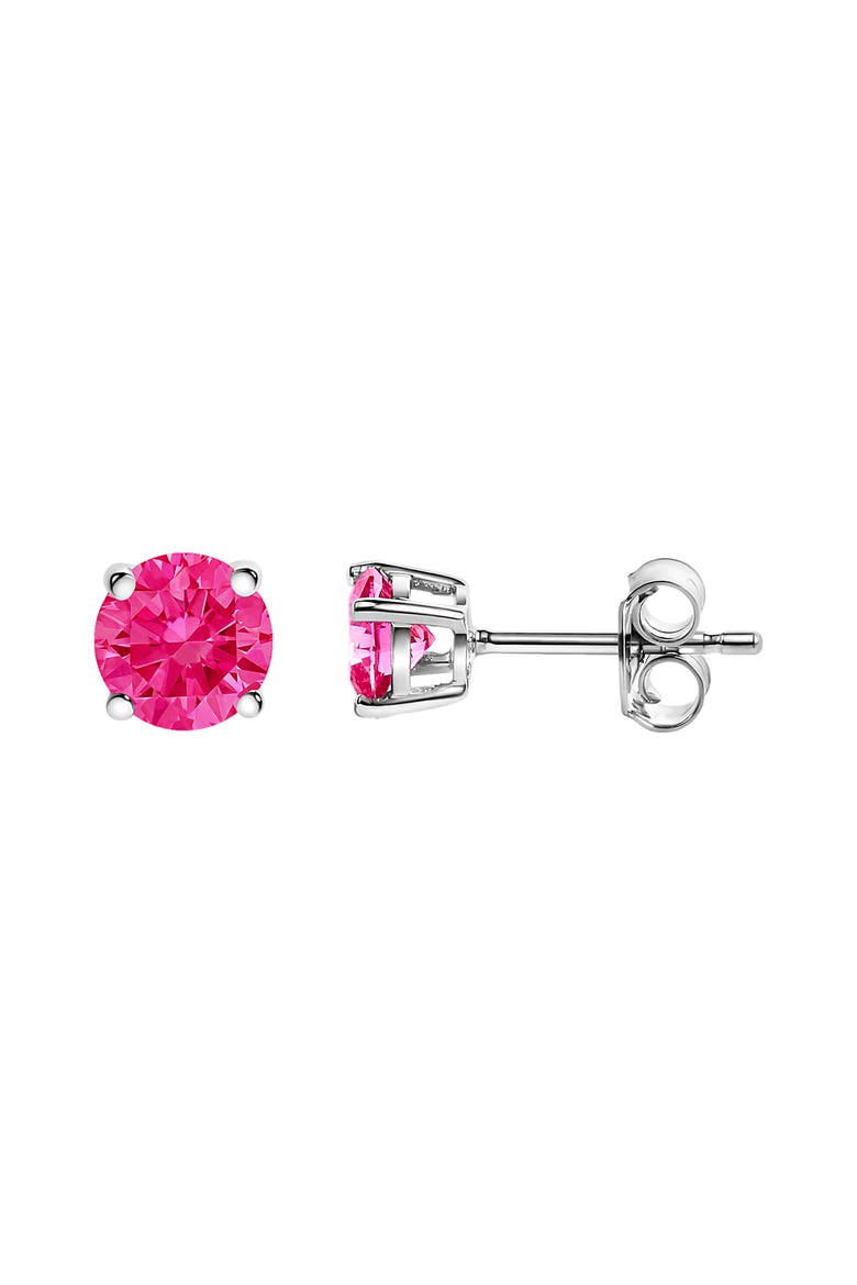 10K White Gold 1/2 Ct Lab Created Pink Diamond Solitaire Stud Earrings, Alternate, color, White